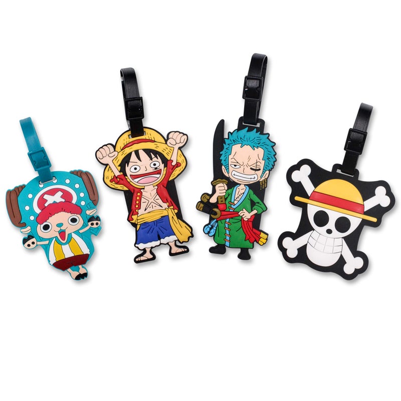 Finex 4 Pcs Set Pirates Sailers Silicone Travel Luggage Baggage Identification Labels ID Tag for Bag Suitcase Plane Cruise Ships with Belt Strap - Image 1